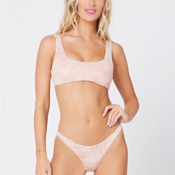 NWOT l*space Camacho Lizzie bikini top‎ all swirls up shimmer marble pink - Picture 4 of 11